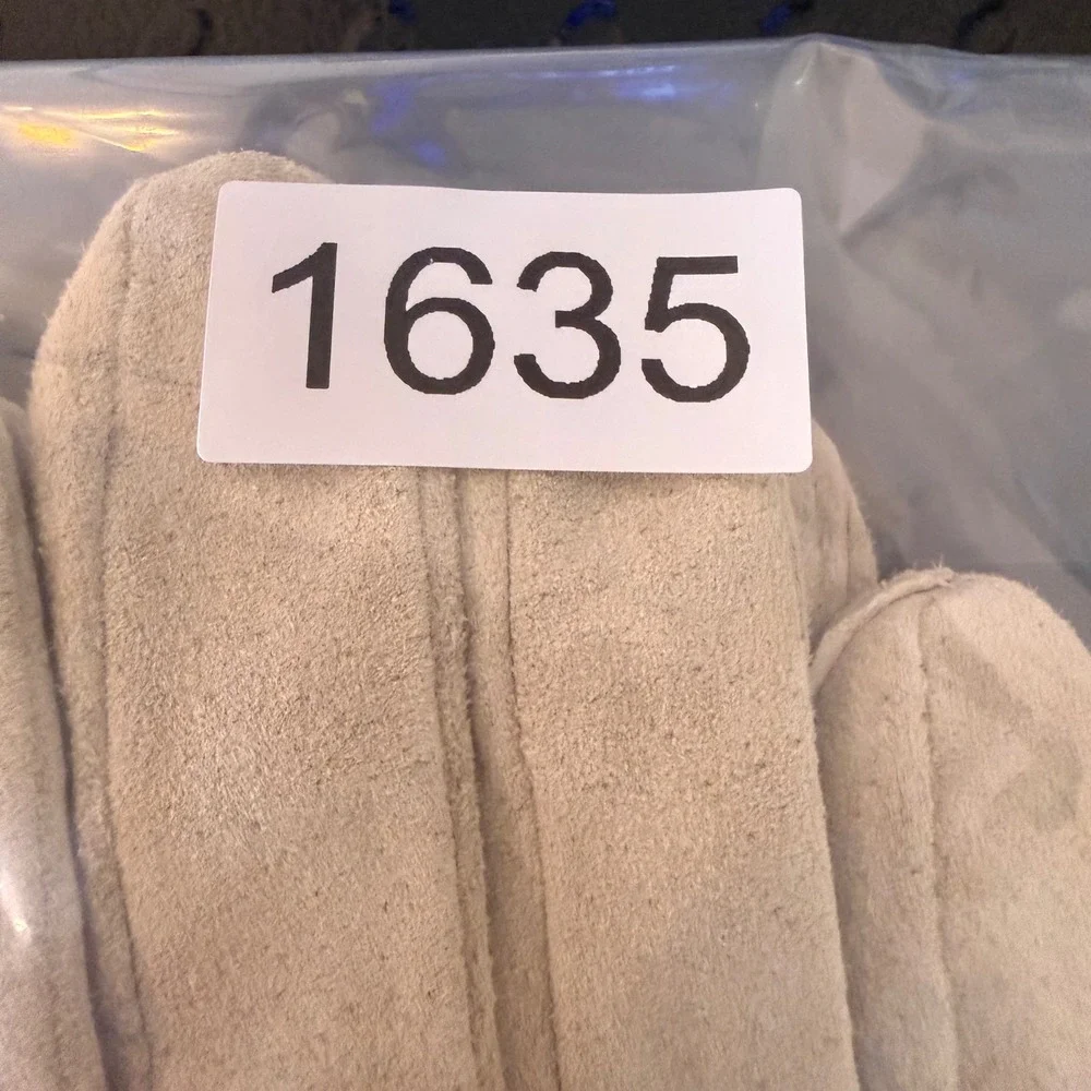 Lizden Womens Large Tan Suede Leather Gloves Acrylic Knit Lined Winter
